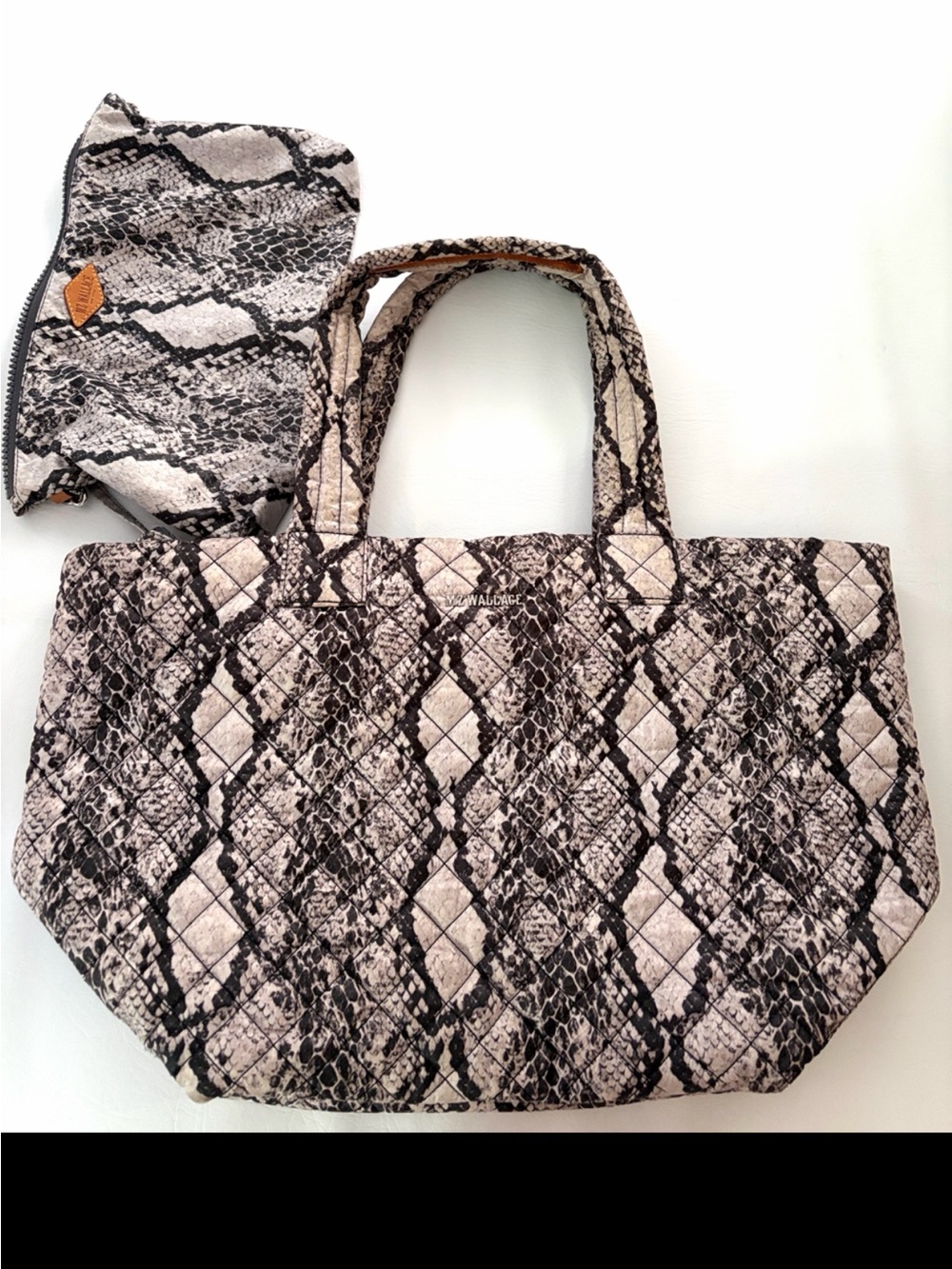 MZ Wallace Metro Tote Animal Print Black Brown Shoulder Bag